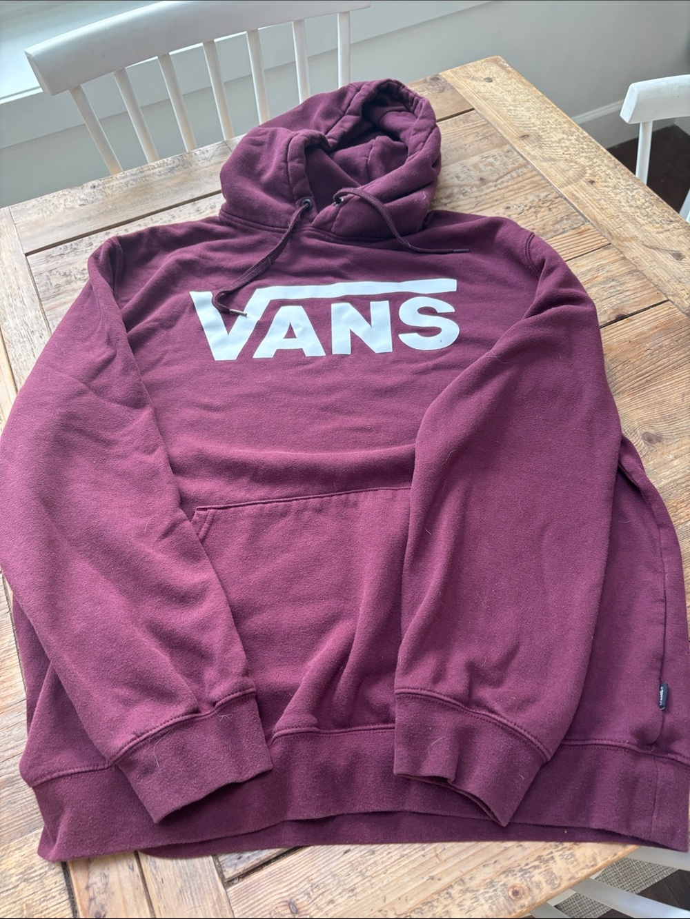 Vans Maroon Pullover Hoodie with White Logo